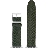 Eulit perlon horlogeband geschikt voor Apple Watch 38/40/41 - Serie 1/2/3/4/5/6/7/8/9/10 + SE - palma pacific smart - 20 mm - olijfgroen groen - edelmetaal metalen gesp ZWART - incl.adapter