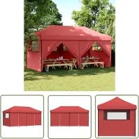 The Living Store De Living Store partytent, inklapbaar en opvouwbaar, met 4 zijpanelen, in bordeauxrood
