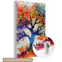MuchoWow Glasschilderij 100x150 cm - Schilderij acrylglas - Levensboom - Natuur - Kleurrijk - Boom - Foto op glas - Muurdecoratie woonkamer - Wanddecoratie slaapkamer - Schilderijen