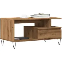 vidaXL Salontafel 90x49x45 cm bewerkt hout artisanaal eikenkleurig