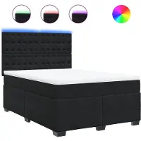 vidaXL Boxspring met matras fluweel zwart 140x190 cm