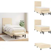 vidaXL Boxspring met matras stof crèmekleurig 80x200 cm