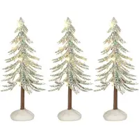 Luville Snowy tree white lighted 3 stuks b/o h12xd5 cm
