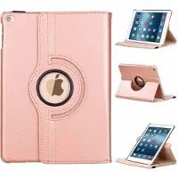 Ntech Hoes geschikt voor iPad 9.7 (2018) Case Cover 360° draaibaar Rose Gold