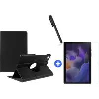 Ntech Hoesje Geschikt Voor Samsung Galaxy Tab A8 Hoes 10.5 inch 2021 draaibare hoesje - Zwart + tempered glass screenprotector + stulus pen