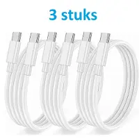 Ntech usb a naar usb c kabel - usb c kabel - Oplaadkabel Geschikt voor Samsung 1meter - 3 stuks Wit
