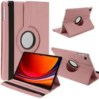 Ntech Hoes Geschikt voor Samsung Galaxy Tab S9 Plus / S9 FE Plus hoes Rose Goud – Hoes Geschikt voor Samsung Galaxy Tab S9 Plus / S9 FE Plus tablet hoes – 360° draaibaar bookcase - Ntech