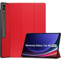 Ntech Hoes Geschikt voor Samsung Galaxy Tab S9 Plus / S9 FE Plus hoes tri-fold bookcase met auto/wake functie Rood - Tab S9 Plus / S9 FE Plus Hoes smart cover