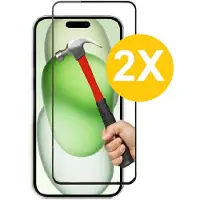Ntech Full Cover Screenprotector Geschikt voor 15 Plus Zwart 2pack | Volledige Beschermglas Tempered Glass