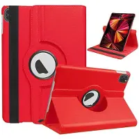 Ntech Hoes geschikt voor iPad pro 2020 / 2021 bookcase Draaibare Rood - Hoes geschikt voor iPad pro hoes 2021 / 2020 - Hoes geschikt voor iPad pro 11 2021 case Cover- Hoes geschikt voor iPad pro 2020 hoes