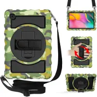 Ntech Hoes Geschikt voor Samsung Galaxy Tab A7 Hoes Kids Case - 10.4 - (2020/2022) - Robuuste Hybridee Armor met Handband - Camouflage Groen