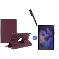 Ntech Hoesje Geschikt Voor Samsung Galaxy Tab A8 Hoes 10.5 inch 2021 draaibare hoesje - Paars + tempered glass screenprotector + stulus pen