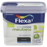 Flexa Houtlak Mooi Makkelijk Meubels - Zijdeglans - Zwart - 750ml