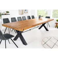 Invicta Massief houten eettafel THOR 300cm vintage bruin grenen gerecycled industrieel design ijzeren X-frame - 43380