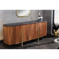 Invicta Design Dressoir GATSBY 160cm bruin goud mangohout marmer metalen frame - 43336