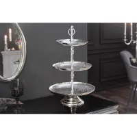 Invicta Elegante taartschaal ORIENT 50cm zilver in Rijsthamer-design met drie niveaus - 40385