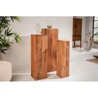 Invicta Design decoratieve zuilenset van 3 MAKASSAR 80cm mangohout handgemaakt - 40181