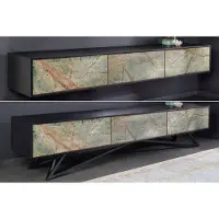 Invicta Massief houten TV-lowboard MOUNTAIN SOUL 200cm echte natuursteen acacia zwart hangend/staand - 43483