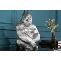 Invicta Decoratief Gorilla-figuur KONG 40cm zilveren handgemaakte metalen sculptuur - 43195