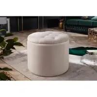 Invicta Elegante kruk MODERN BAROK 50 cm champagne fluwelen opbergmand - 40738