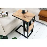 Invicta industrieele laptoptafel CONCIERGE 60 cm mangohouten bijzettafel met plank - 42578