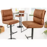 Invicta In hoogte verstelbare barkruk COMFORT antiek bruin microvezel draaibaar met rugleuning metaal zwart - 43651