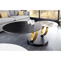 Invicta Design Salontafel DANCING RINGS Zwart Ronde Draaibaar Pandora Keramiek Zwart Metaal - 44317