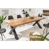 Invicta Massieve eettafel IRON CRAFT 240cm natuurlijk mangohout industrieel design X-frame zwart metaal - 6540057