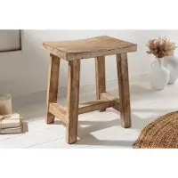 Invicta Stevige kruk FINCA 45cm beige mangohout handgemaakt Boho Shabby Chic - 43669