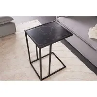 Invicta Moderne bijzettafel SLIM LINE 65cm antraciet zwart marmer design metalen laptoptafel - 44178
