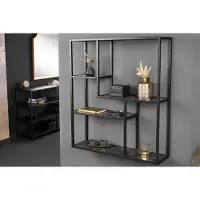 Invicta Moderne wandplank SLIM LINE 95cm antraciet zwart marmeren design metaal hangend - 44182