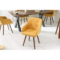 Invicta Design klassieke stoel SCANDINAVIA MEESTERSTUK mosterdgeel met armleuning - 40124