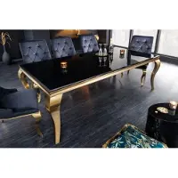 Invicta Elegante design eettafel MODERN BAROK 180cm zwart goud roestvrijstalen opaalglas tafelblad - 42309