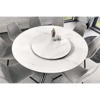 Invicta Ronde eettafel SPIN 150cm wit met 360° draaibaar serveerbord marmer keramiek zwart - 44225