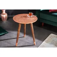Invicta Design bijzettafel ALCAZAR 50cm antiek koper metaal acacia handgemaakt rond - 43354