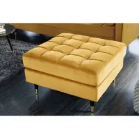 Invicta Design kruk COSY VELVET 80cm mosterdgeel goud fluwelen metalen poten - 41302