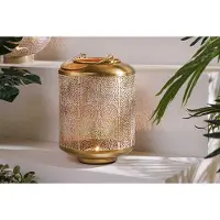 Invicta Deco lantaarn ORIENT 25cm goud metaal met patina handgemaakte lantaarn - 43826