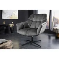Invicta Draaifauteuil PAPILLON grijs fluweel zwart metaal in hoogte verstelbaar met armleuning - 44227