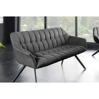 Invicta Eetkamerbank PAPILLON 165cm antraciet flatweave met rugleuningen zwart metalen frame - 44529
