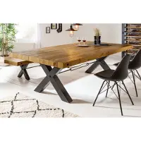 Invicta Massieve eettafel THOR 240cm vintage bruin gerecycled grenenhout industrieel design X-frame - 43560