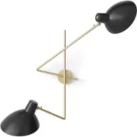 Astep VV Cinquanta Twin Wandlamp Brass Mount, Black Reflector