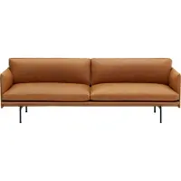 Muuto Outline Bank Refine Leather Cognac|Black | 3-Seater - Black Base