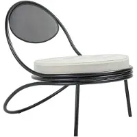 Gubi Copacabana Outdoor Lounge Chair gestoffeerde zitting Leslie stripe limonta 020-zwarte poten