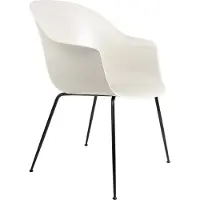 Gubi Bat Dining Chair Ongeë upholstered Conic Base | Black Matt | Alabaster White