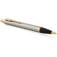 Parker IM balpen | geborsteld metaal | medium punt blauwe inkt | met Geschenkdoos