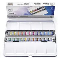Winsor & Newton 0390645 Cotman Aquarelverf Set – Metal Sketchers Box – 24 Halve Napjes
