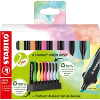 Stabilo GREEN BOSS 6070/08-5 Tekstmarker Kleurenassortiment 83% Gerecycled Medium Beitelpunt 2 - 5 mm Navulbaar 8 Stuks