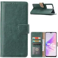 Ntech Hoesje Geschikt voor Oppo A57 5G Hoesje met Pasjeshouder Groen - Hoesje Geschikt voor Oppo A57 hoesje Luxe Booktype Portemonnee case