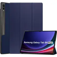 Ntech Hoes Geschikt voor Samsung Galaxy Tab S9 Plus / S9 FE Plus hoes tri-fold bookcase met auto/wake functie Donker Blauw - Tab S9 Plus / S9 FE Plus Hoes smart cover