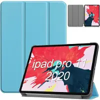 Ntech Hoes geschikt voor iPad Pro / Pro 2021 / 2020 Licht Blauw - 11 Inch - Hoes geschikt voor iPad pro 2020 Hoes - Hoes geschikt voor iPad pro 2021 smart cover Trifold